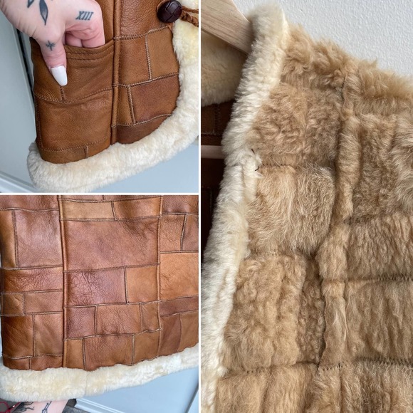 Vintage Brown and Cream Leather Vest - Picture 16 of 16